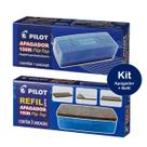 Kit Apagador para Quadro Branco 150n Flip Top Pilot para 2 Marcadores + Refil com 3un em Feltro para Apagador 150n