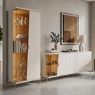 Kit Aparador Buffet 182cm e Cristaleira 1 Porta Pés Industrial Dourado Mosele C04 Off White Matte Freijó - Lyam Decor Kit Aparador Buffet 182cm e Cristaleira 1 Porta Pés Industrial Dourado Mosele C04 Off White Matte Freijó - Lyam Decor