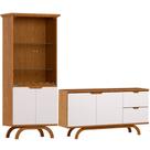 Kit Aparador Buffet Bar Living com Cristaleira Adega Vicky N01 Ypê Off White - Lyam Decor