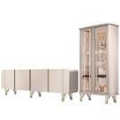 Kit Aparador Buffet Bar Living Santiago com Cristaleira Adega Síria B01 Off White - Lyam