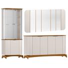 Kit Aparador Buffet com Cristaleira e Espelho Verbena N01 Off White Ypê - Lyam Decor