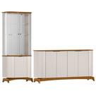 Kit Aparador Buffet com Cristaleira Para Sala de Jantar Verbena N01 Off White Ypê - Lyam Decor