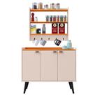 Kit Aparador Buffet Organizador Prateleira Interna Truzzi Armário Parede Porta Condimentos Cozinha Amélia - Off White/Cinamomo - RPM Móveis