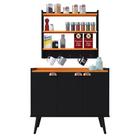 Kit Aparador Buffet Organizador Prateleira Interna Truzzi Armário Parede Porta Condimentos Cozinha Amélia - Preto/Cinamomo - RPM Móveis