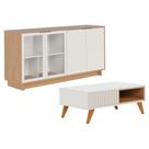 Kit Aparador Com Mesa De Centro Delta C04 Freijó Off White Kit Aparador Com Mesa De Centro Delta C04 Freijó Off White