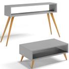 Kit Aparador Com Mesa De Centro Mônaco Pés Palito L03 Cinza