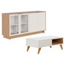 Kit Aparador Para Sala De Estar Áustria Com Mesa De Centro Delta C04 Freijó Off White - Lyam Decor Kit Aparador Para Sala De Estar Áustria Com Mesa De Centro Delta C04 Freijó Off White - Lyam Decor