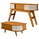 Kit Aparador Para Sala Tamar e Mesa de Centro Orgânica Leda M07 Cinamomo Off White - Lyam Decor