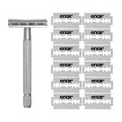 Kit Aparelho de Barbear Barbeador Clássico Vintage + 12 Lâminas Aço Inox Super Enox