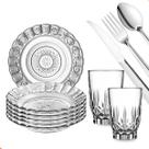 Kit Aparelho De Jantar 30 Peças Pratos Copos E Talheres Inox Kit Aparelho De Jantar 30 Peças Pratos Copos E Talheres Inox