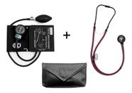 Kit Aparelho De Pressão NEW INNOVA PLUS Adulto Sem Custuras + Estetoscópio Rappaport Duplo BLACK P. A.MED
