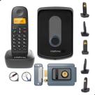 Kit Aparelho de Telefone Fixo Sem Fio Com Bina Interfone e Fechadura Combo Oficial