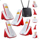 Kit Aparelho Telefone Bina 3 Ramais Entrada Para Chip Celular 4G Compatível GSM Rural Casa Escritório
