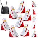 Kit Aparelho Telefone Bina 6 Ramais Com Entrada Para Chip Celular 4G Compatível GSM Rural Escritório