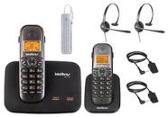 Kit Aparelho Telefone Fixo Com Bina 2 Linhas Ramal e Headset