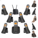 Kit Aparelho Telefone Intelbras TS 5120 + 6 Ramais TS 5121 com Bina Viva Voz para Chip 4G Celular