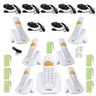 Kit Aparelho Telefone Sem Fio 6 Ramal Bina Alcance 50 a 300M