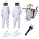 Kit Apicultura 2 Roupa Macacão Brim Grosso + 2 Luvas + Fumigador + Garfo