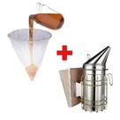 Kit Apicultura coador p/ Mel + Fumegador em aço Galvanizado