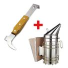 Kit Apicultura Formão Inox + Fumegador Inox pequeno 22cm