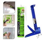 Kit Aplicador De Silicone Fechado Starfer + Silicone Acético Preto 280ml - Unipega