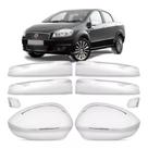Kit Aplique Cromado 4 Maçaneta + par Retrovisor Fiat Punto 2007 em Diante Kit Aplique Cromado 4 Maçaneta + par Retrovisor Fiat Punto 2007 em Diante