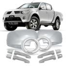 Kit Aplique Cromado Maçaneta Retrovisor Milha Mitsubishi L200 Triton 2012 à 2013