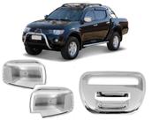 Kit Aplique Cromado Par Retovisor / Aplique Maçaneta Traseira L200 Triton 2008 em Diante