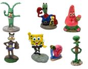 Kit Aquário Enfeites 7 Bonecos Bob Esponja Fenda Do Biquíni