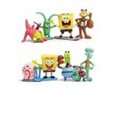 Kit Aquário Enfeites 7 Bonecos Bob Esponja Fenda Do Biquíni