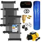 Kit Aquecimento Solar para Piscinas até 10m² ou 14 mil litros com Controlador de Temperatura, Motobomba e Capa Térmica