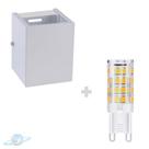 Kit Arandela Branca Quadrada 2 Fachos + Lâmpada G9 BQ 3000K