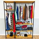 Kit Arara de Roupas Middle Slim e High Ample Style Industrial Nozes e Preto Kit Arara de Roupas Middle Slim e High Ample Style Industrial Nozes e Preto