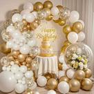 Kit Arco de Balões KARLURE Branco e Dourado - 145 Unidades para Decoração de Festa