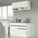 Kit área De Serviço 120cm Com Armário E Balcão Branco Mades