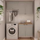 Kit Área de Serviço com 3 Módulos com Portas Provençais para Lavanderia 100% Mdf