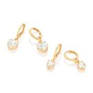 Kit Argolas Rommanel 527300 Para Primeiro E Segundo Furo Banhadas A Ouro 18k