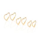 Kit Argolas Rommanel Com 3 Pares 1 2 3 Furos Coração Banhadas Ouro 18k 527288 Kit Argolas Rommanel Com 3 Pares 1 2 3 Furos Coração Banhadas Ouro 18k 527288