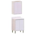 Kit Armário Aéreo E Balcão 2 Portas 60 Cm Atenas Cinza Cristal Kit Armário Aéreo E Balcão 2 Portas 60 Cm Atenas Cinza Cristal