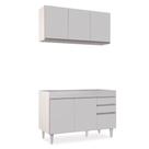 Kit Armário Aéreo e Balcão de Cozinha Lavanderia Dora sem Tampo Branco 120 cm L06 - D'Rossi