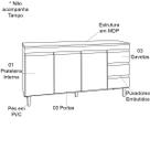Kit Armário Aéreo e Balcão de Pia sem Tampo 160 cm Adriana