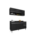 Kit Armário Aéreo Maya e Balcão Ayla 150cm C/ Tampo Preto - Belliv Decor
