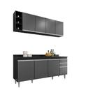Kit Armário com Nicho e Balcão 180cm C/ Tampo Preto com Grafite - Belliv Decor Kit Armário com Nicho e Balcão 180cm C/ Tampo Preto com Grafite - Belliv Decor
