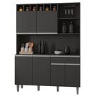 Kit Armário Cozinha Compacta Alice 6 Portas Cinza AJL