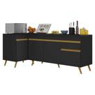 Kit Armário Cozinha Veneza Multimóveis Mp2158 Preto/dourado