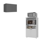 Kit Armário De Cozinha 2 Portas Com Balcão Multiuso Multimóveis Mp2236 Branco-grafite Branco-grafite