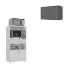 Kit Armário De Cozinha 2 Portas Com Balcão Multiuso Multimóveis Mp2238 Branco-grafite Branco-grafite