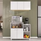 Kit Armário De Cozinha Aéreo 93cm Com Balcão Multiuso Fruteira Multimóveis Mp2283 Branco