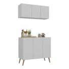 Kit Armário de Cozinha Aéreo e Balcão 3 Portas Retrô Multimóveis MP2168