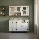 Kit Armário De Cozinha Aéreo E Balcão Madeira Maciça Branco